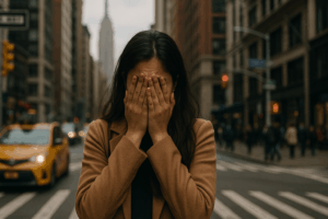 Woman Ashamed in NYC