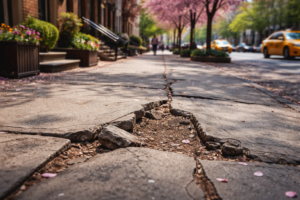 cracked sidewalk in NYC