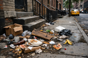 debris on NYC sidewalk