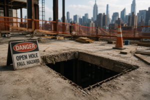 Unguarded construction Hole